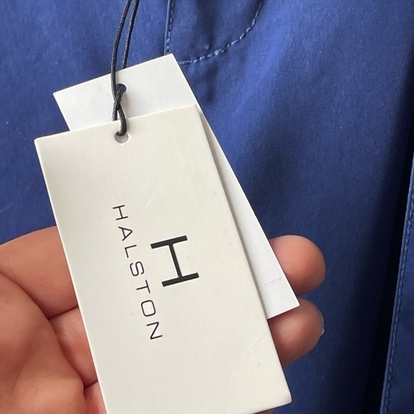 Halston wide leg high waisted belted blue paper bag cropped pants NWT small - Picture 7 of 12